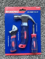 Workpro 3 piece stubby tool set wrench, claw hammer, screwdriver new nip