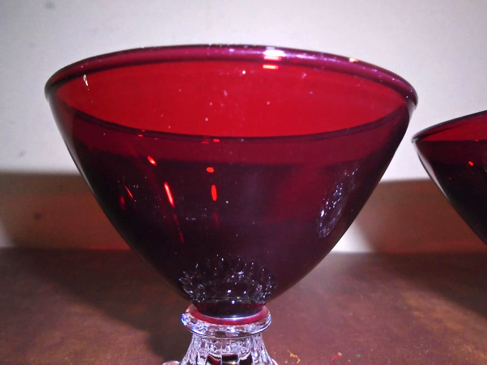 2 Anchor Hocking Ruby Red BOOPIE Berwick Berple Sherbet Glasses - Image 3 of 4