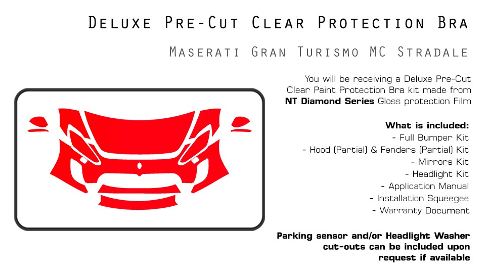 Maserati Gran Turismo MC Stradale 2011-2012 PreCut Paint Protection Film PPF