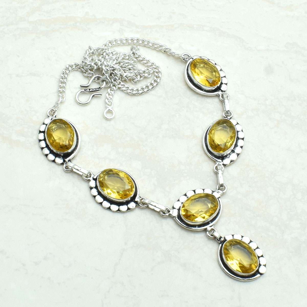 Handmade Citrine Gemstone Ethnic Necklace Jewelry Weighing 23 Gms AN 71615