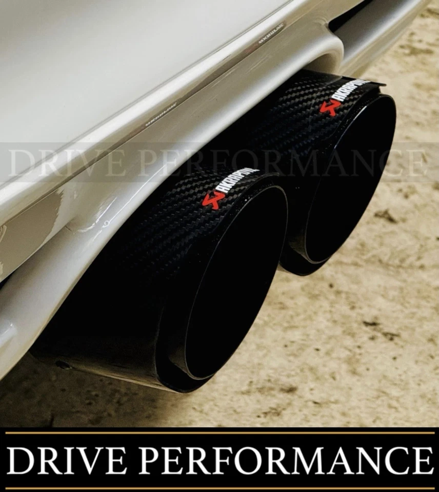 2 GLOSS BLACK CARBON FIBRE AKRAPOVIC EXHAUST TIPS 4.5” UNIVERSAL TAILPIPE - Image 2 of 4