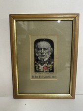 Stevengraph Right Hon. W E Gladstone MP (with flower  antique woven silk picture