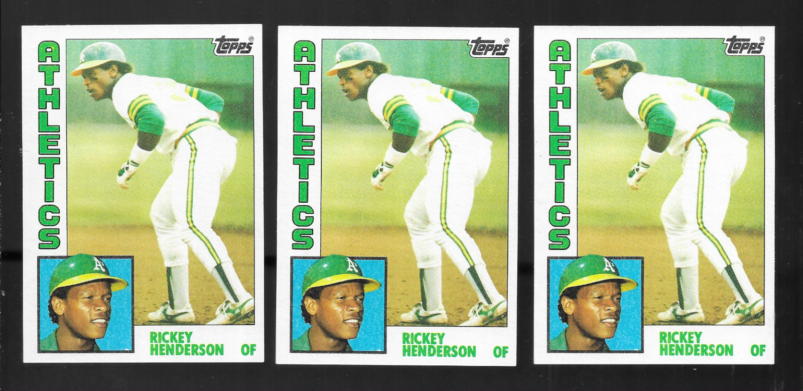 1984 TOPPS # 230 RICKEY HENDERSON ( 3 COPIES ) NICE CARDS