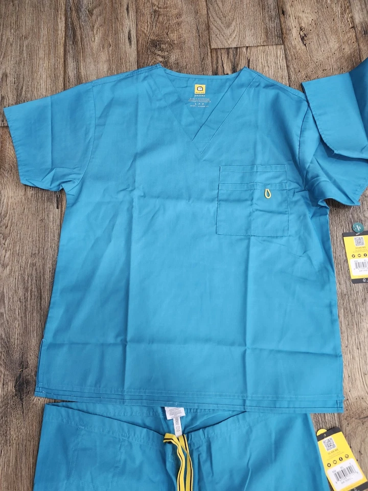 WonderWink Unisex Scrub set lot of 2 Men Women Origins Turquoise Pant Top Aqua S - Image 4 of 4