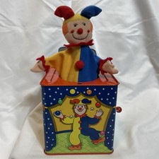 Vintage 1997 Schylling Tin Musical Wind Up Jack in the Box Circus Clown/Jester