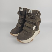 ISABEL MARANT Balskee 770 Khaki/Ecru Suede And Leather Wedge Sneakers New