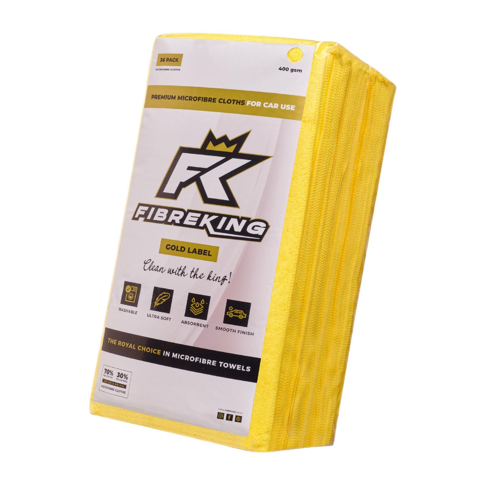 Fibreking Yellow Gold Label Microfibre Cloths - 36 Pack - Image 6