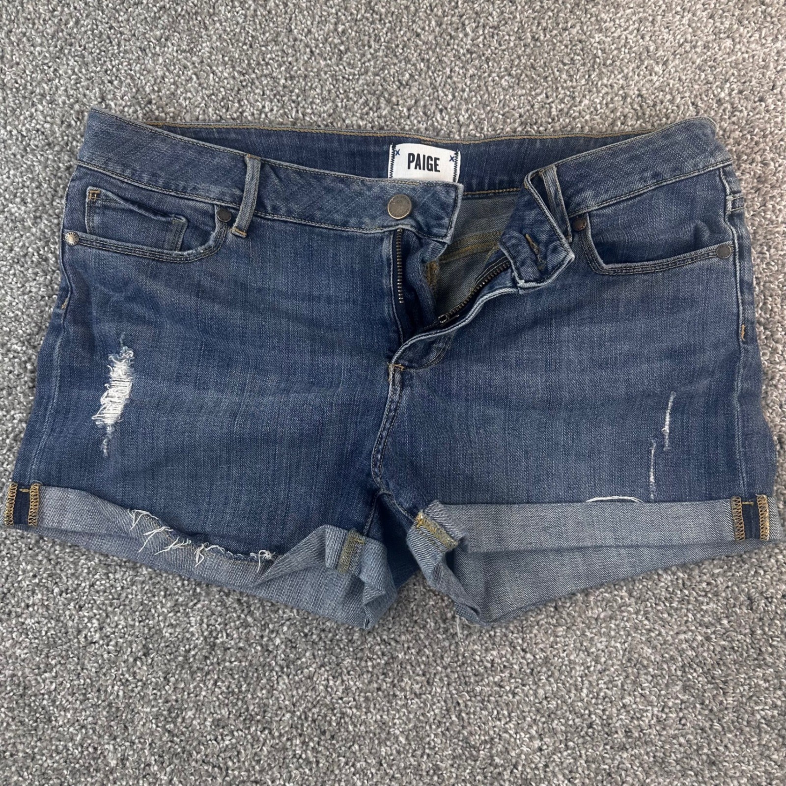 PAIGE Jimmy Jimmy Shorts Womens 29 Distressed Cuffed Medium Wash Summer