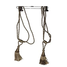 NEW Rope And Tassel Tie Backs For Window Curtains Drapes Set Of 2 Gold Ivory