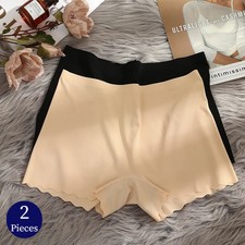 Seamless Boyshort Panties Mid Rise Women's Soft Breathable Underwear 2 Pcs