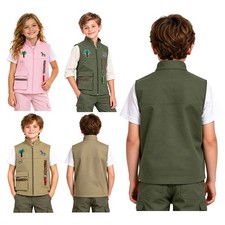 Kids Jungle Explorer Cosplay Costume Outerwear Zookeeper Leopard Trim Vest Tops