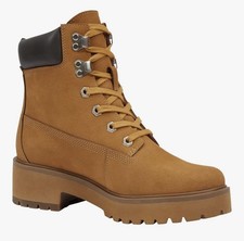 Image of Timberland Women’s Carnaby Cool Mid Lace Boots in Wheat Tan Leather. Size 6.5