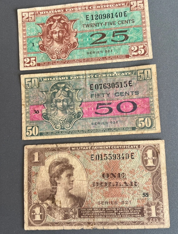 7-Series 521 5cent - $1 US Military Payment Certificate-2nd PrintingE-E - Image 3 of 4