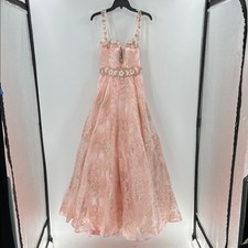 Mac Duggal 67096 Floral Ball Gown with Floral Accents - Blush - 4 - NWT Sample