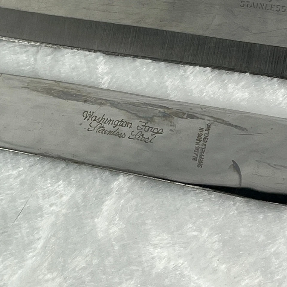 Lote de 2 cuchillos para tallar con mango de baquelita Washington Forge de colección 11,5" acero inoxidable EE. UU. Foto 3 de 4
