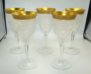 5 Moser Alphonso Gold Water Goblets