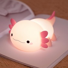 LED Night Light Axolotl Silicone Touch Control Rechargeable Kids Nursery Lamp