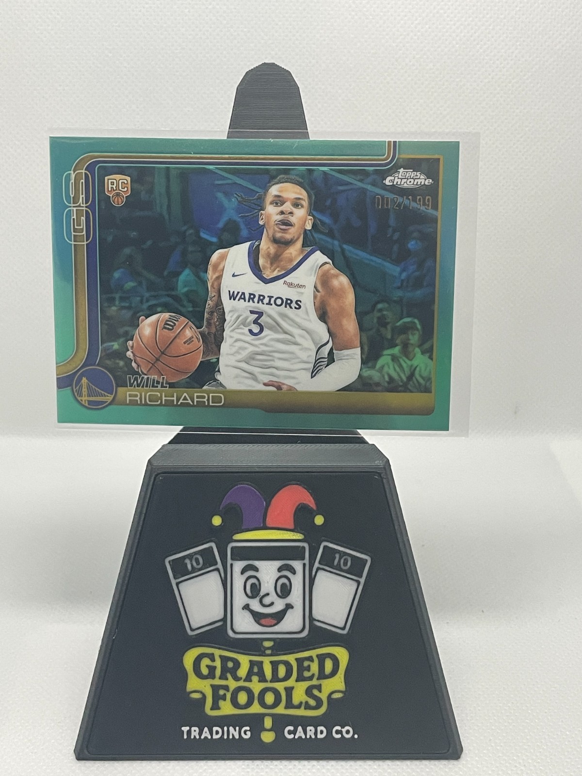 2025 Topps Chrome Basketball #287 - Will Richard - Aqua Refractor RC - 002/199