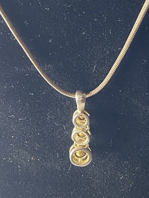 Good Toned Three Stone Drop Pendant Three-stone Drop Pendant Necklace