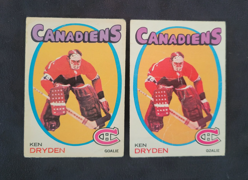 2 ROOKIE CARDS LOT O-PEE-CHEE 1971-72 KEN DRYDEN #45 MONTREAL CANADIENS NHL