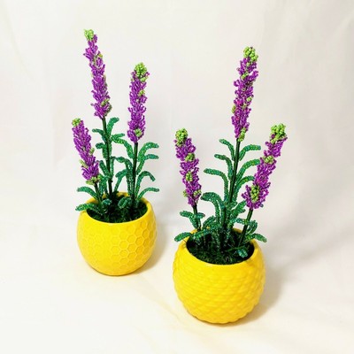 Dollhouse Miniature Artisan Handmade Planter Pot of Lavender Flowers