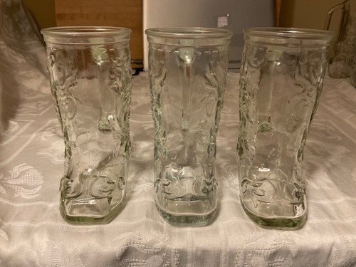 6 Vintage Klarglas Western Cowboy Stiefel Becher Bier Trinkgläser Griffe - Bild 8 von 12