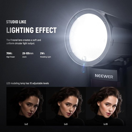 NEEWER Z1-N Z1N 2.4G TTL HSS Round Flash Speedlite with Dome Diffuser for Nikon - Picture 3 of 9