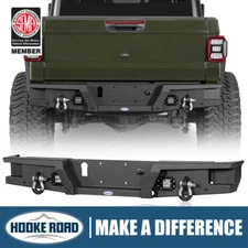 Hooke Road Rear Steel Bumper w/D-Rings & LED Lights For Jeep Gladiator JT 20-25