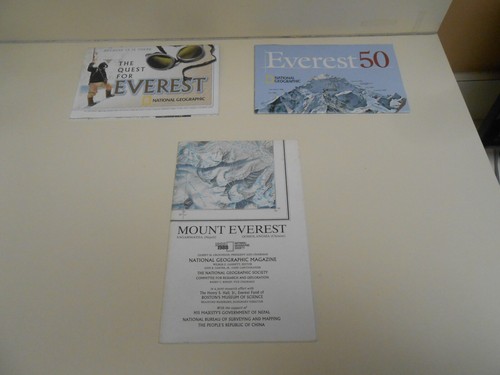 3 National Geographic Maps. Mt. Everest. 1988, 2022, 2003