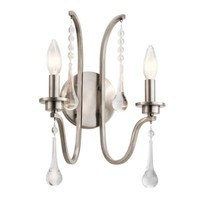 Wandleuchte Wandlampe Flurleuchte Schlafzimmerleuchte Stahl Kristalle 2-Flammig