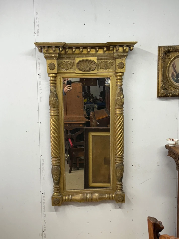 Espejo de salón federal dorado grande clásico original vidrio 54 X 32 Foto 2 de 4