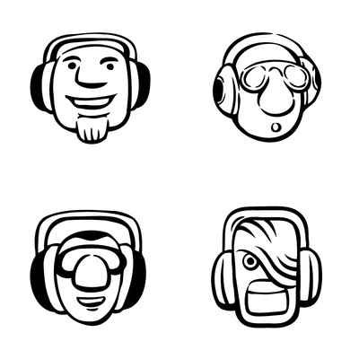 3D schwarz Sketch Cartoon Wandsticker Vinyl Wandbilder Wand-Deko