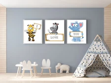 KIDS  NURSERY SET OF 3 A4 PRINT PICTURE POSTER WALL ART HOME DECOR UNFRAMED NEW