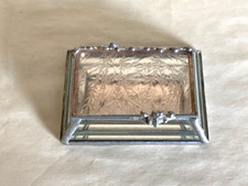Charming Etched Stained Glass Leaded Jewelry Trinket Box Hinged Lidded