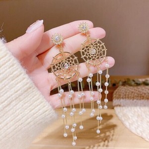Authentic Dream Catcher Long Tassel Gold Plated Earrings