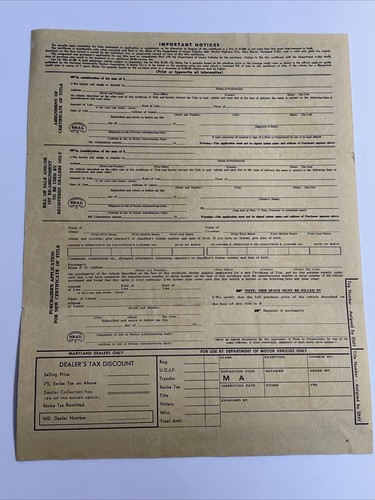 1958 Chrysler Station Wagon Certificate Historical Document Maryland - Picture 4 of 4