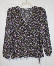Melrose and Market Womens 2X Floral Print Surplice Blouse NWT
