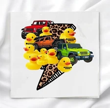Duck N' Jeep Block Image Printed on Fabric Square