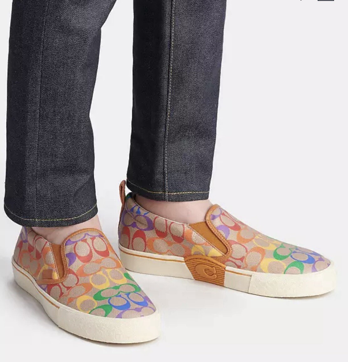 Coach CA284 Skate Slip On In Rainbow Signature Canvas Men  display picture 3