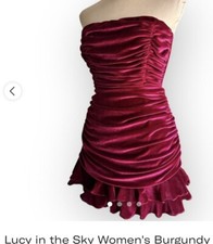 Lucy in the sky burgundy strapless bodycon velvet minidress size MEDIUM
