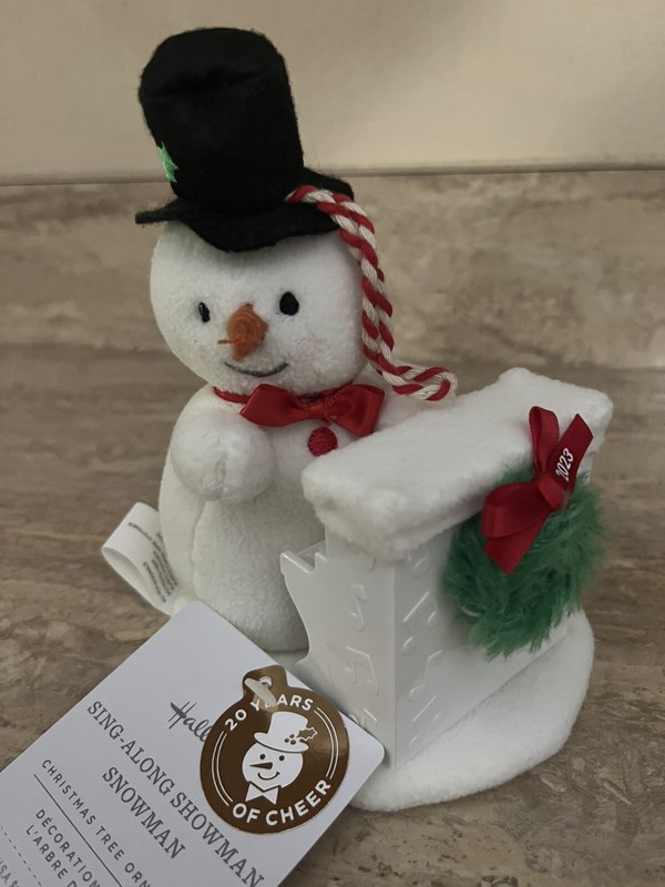Hallmark Sing Along Snowman Plush ORNAMENT 2023  NWT