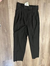 H  M Womens Woven Stretch Fabric Ankle-Length Slacks, Black Size US 4