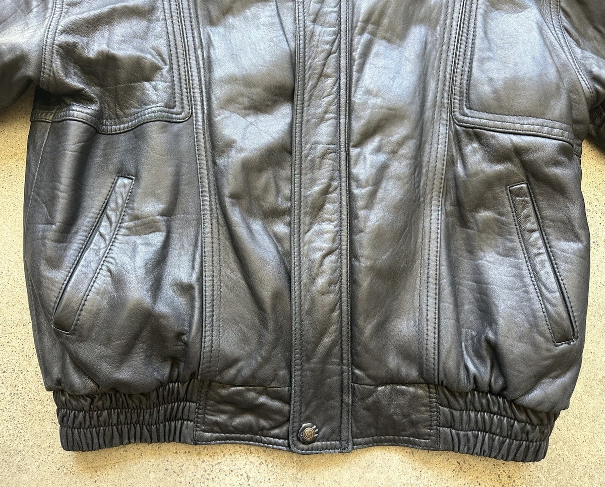 Vintage Valentine Momo Black Japanese Sheepskin Leather Bomber Zip