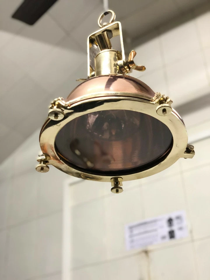 MARINE ANTIQUE NAUTICAL SMOOTH COPPER & BRASS PENDANT/CEILING/HANGING LIGHT - Image 3 of 4