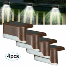 4x Solar LED Deck Lights Outdoor Garden Patio Railing Decks Path Lighting Brown