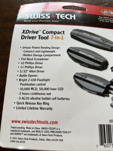 SWISS TECH XDRIVE 7-in-1 CompactDRIVER TOOL FLAT HEAD & PHILLIPS SCREDRIVERS NEW - Picture 4 of 5