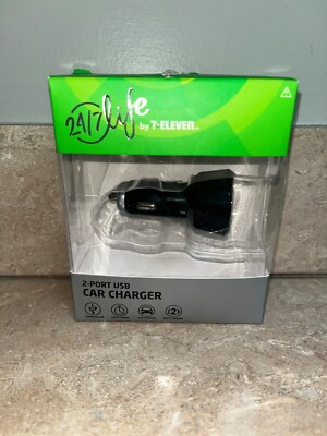 24/7 Life 2 Port USB Black Car Charger