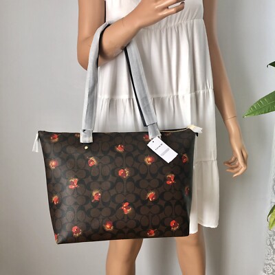 NEW COACH Gallery Floral Signature Zip Tote Shoulder Bag Purse