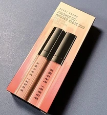 BOBBI BROWN Crushed Oil-Infused Lip Gloss Duo  BARE SPARKLE AND NEW ROMANTIC NIB