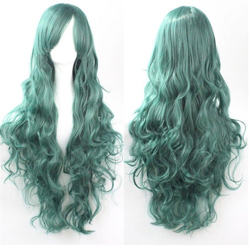 Fashion 80cm Cosplay Costume Long Full Anime Wig Hair Wavy Curly Wigs Womens - Picture 6 of 20